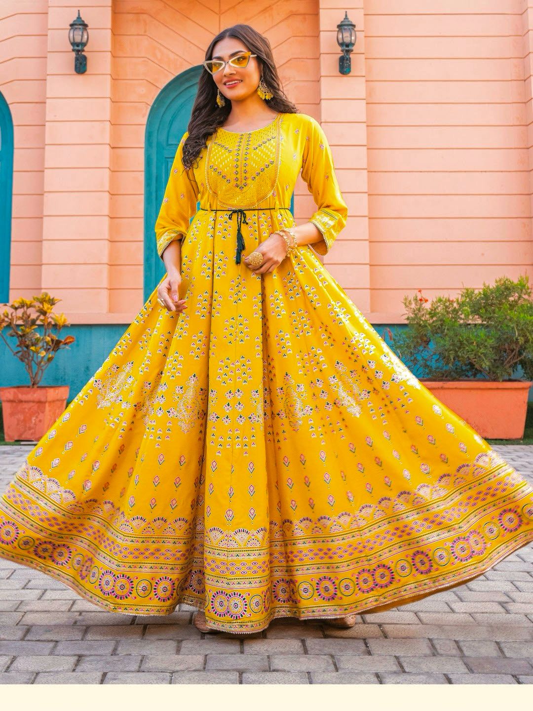 Glam Nx Long Rayon Print  Anarkali Gown  Catalogue